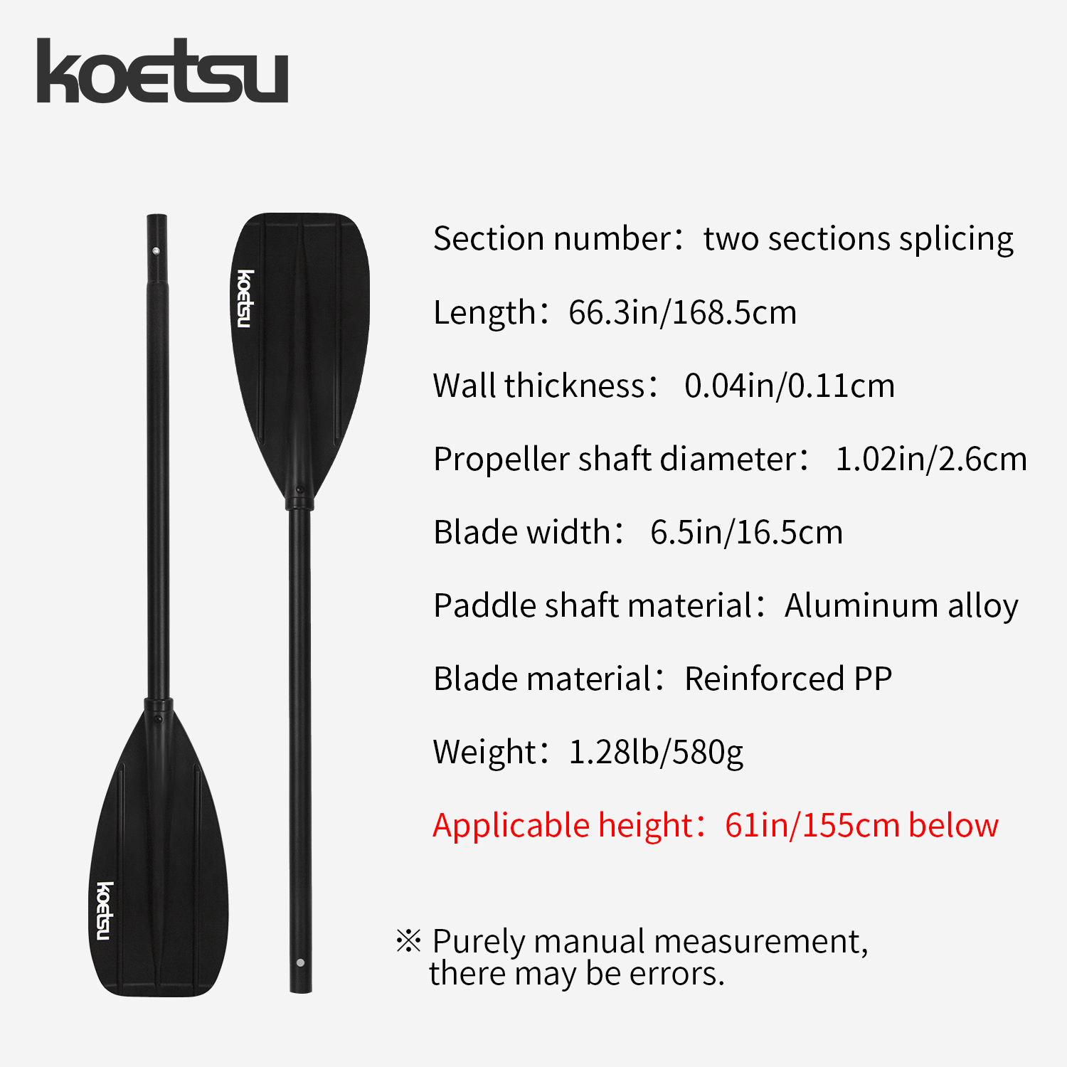 KOETSU Aluminum Alloy Double-H - Fishing Kayak Paddle 评论和价格